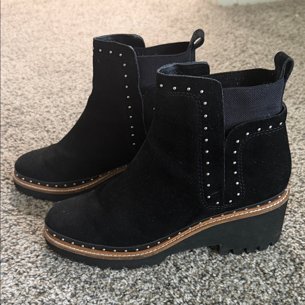Dolce Vita Black Suede Studded Chelsea Platform Booties